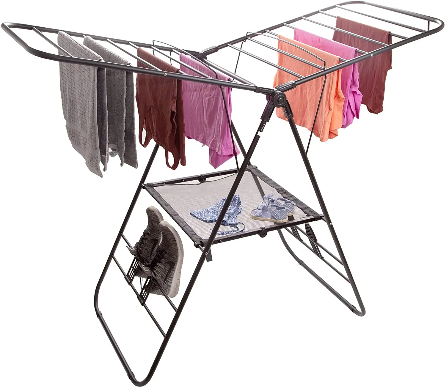 Multipurpose Outdoor balcony 3 tier airfoil vertical clothes dry stand retractable metal laundry clothes Hanger drying rack