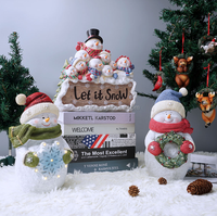 Patung pria natal Resin dengan lampu Led, patung Resin bunga salju untuk dekorasi dengan lampu Led