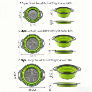 Panier égouttoir pliable en silicone DaS Kitchen pour fruits et légumes, idéal pour le lavage domestique - Product Image 5