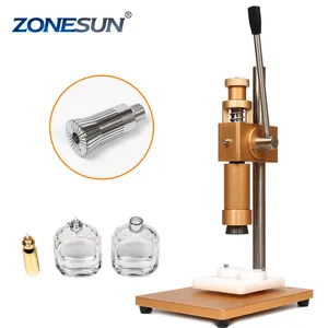 Zonesun máquina de colarinho de perfume, colarinho de garrafa de vidro com pressão, manual