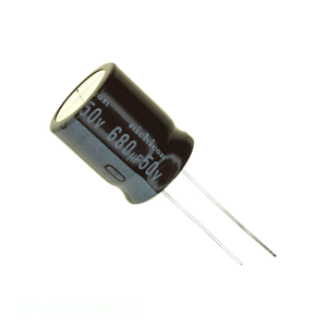 ตัวเก็บประจุแบบ Through Hole รุ่น UPW1H681MHD6 ความจุ 680 ไมโครฟารัด ชนิดอลูมิเนียม 680UF 20% 50V แบบขาเสียบ - Product Image 1