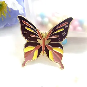 VastGifts Manufacture Factory Direct Colourful Butterfly Gold Plated Soft Enamel Pin For Clothes