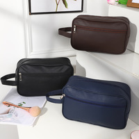 Trousse de Toilette Homme Portable en PU Effet Litchi Multicolore – Grande Capacité pour Voyage et Extérieur