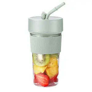 Portable Juicer Blender with Straw USB Rechargeable Mini Juicer Cup Wireless Electric Juice Machine for Shakes Fruit Vegetable