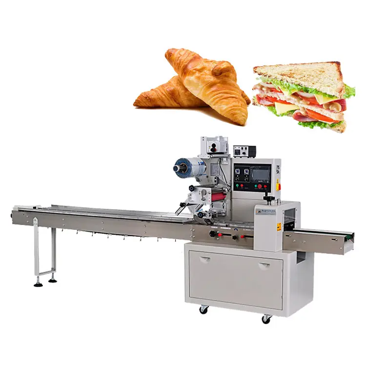 Hot Selling Produkt Fabrik Direct Croissant Automatische Sandwich Kuchen Brot Tortilla Brot Kunststoff beutel Verpackungs maschine