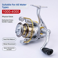 Moulinet Spinning Gauche Entièrement Métallique à Bobine Peu Profonde, Construction 100% Métal - Accessoires de Pêche à la Ligne et aux Leurres pour Canne de Mer (Vente en Gros 50)