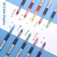 Stylo gel liquide écologique à pointe fine de 0,5 mm, séchage rapide, 12 couleurs, réservoir transparent, papeterie scolaire et de bureau
