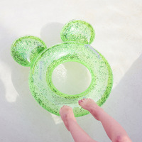 Bouée de natation gonflable en PVC Zhou Xi personnalisée, forme chaton, lapin rose mignon, avec poignée de dessin animé et paillettes, écologique