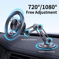 Support de téléphone magnétique pour voiture à bras robotique multi-axes en alliage, réglable à 720° pour tableau de bord et navigation
