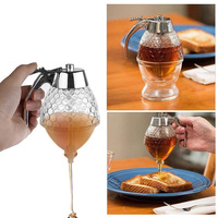 Pot de miel en verre à dessus en acrylique de 200ml Distributeur de miel Pot de bouteille de miel avec support de rangement