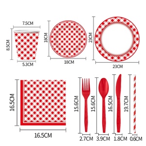 Articoli per Feste <span class=keywords><strong>a</strong></span> Tema Scacchiera Rossa All'Ingrosso, Piatti, Bicchieri e Tovaglioli di Carta Usa e Getta, Decorazioni per Feste di Compleanno - Product Image 3
