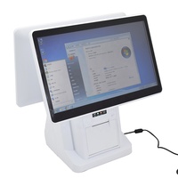 Mesin Kasir Layar Ganda Putih 15,6 Inci untuk Restoran dengan Printer Struk Thermal 58mm Harga Pabrik
