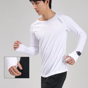 Camisetas de manga larga para hombre de talla grande con logotipo personalizado, camisetas deportivas ajustadas de secado rápido transpirables, ropa de entrenamiento de capa Base - Product Image 1