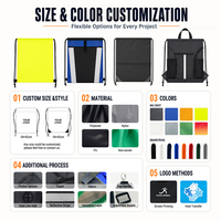 Sacs à dos promotionnels personnalisés en polyester 210D imperméables avec cordon de serrage pour voyage, chaussures et gym, à prix abordable