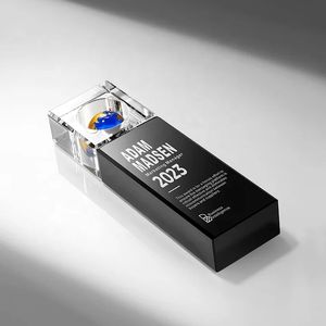 HDW Usine En Gros Cristal Noir pour Boule Trophée Personnalisé De Haute Qualité Marbre Cristal Trophée Gravure Nouveau Design Décoratif - Product Image 4