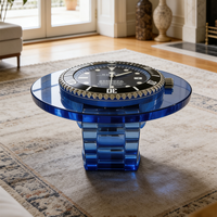 Moderner Luxus-Uhrenförmiger Fiberglas-Couchtisch Runde Glasplatte Wohnzimmermöbel Einzigartiger Designer Kreativer Kunsttisch