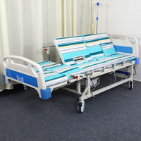 Lit d'hôpital SH02, structure en acier, réglage manuel, lit médical pour soins à domicile avec barrières de sécurité et poteau porte-perfusion