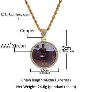 Pendentif photo personnalisé de forme ronde, petite, moyenne ou grande taille, avec gravure gratuite, collier souvenir - Product Image 4