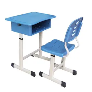 Strong steel school furniture Cheap school Desk and chair Study Single adjustable Classroom Desk and Chair
