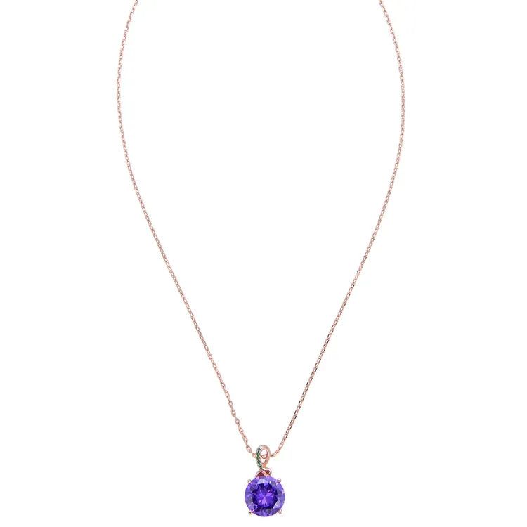 Purple Heart Crystal Stone Pendant Gold Chain Necklace For Women Fashion Jewelry Valentine Day Gift