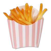 Petites frites françaises, rayures verticales rouges et blanches, noir et blanc, idéales pour la personnalisation de boîtes de fête d'anniversaire