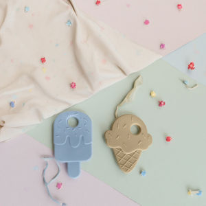 Perles d'<span class=keywords><strong>anneau</strong></span> de crème glacée en silicone de qualité alimentaire doux jouet de <span class=keywords><strong>dentition</strong></span> pour enfants à la mode avec breloques à mâcher cadeau pour bébé - Product Image 3