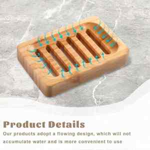 Ensembles de salle de bain en bambou naturel écologique Porte-savon en bambou rectangulaire personnalisé Porte-savon en bambou - Product Image 3