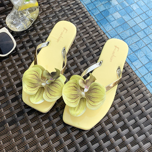 Sandalias Francesas Elegantes para Mujer 2026, Diseño de Orquídea y Mariposa, Chanclas de Playa, Moda de Verano - Product Image 6