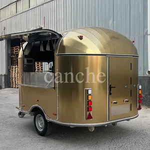 Carrito de Comida Móvil Personalizado de Acero Inoxidable Dorado para Jugos, Remolque de Comida Callejero con Certificación CE - Product Image 5