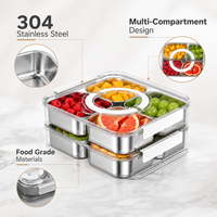 Boîte de rangement pour collations, pratique, durable, empilable, avec couvercle à clip, compartimentée, pour les fêtes, les pique-niques, la maison, la cuisine, la présentation des aliments