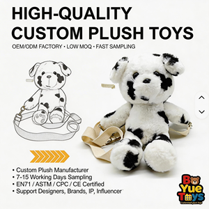 Benekli Köpek Özel Tasarım PP Pamuklu Peluş Oyuncak Sırt Çantası Doğum Günü Stres Giderici Süper Yumuşak Peluş - Product Image 1