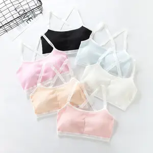 Một Mảnh Kẹo Màu Sắc Đẹp Trở Lại Không Dây Thiếu Niên Cô Gái Brassiere Với Removable Pad Bông Đào Tạo Áo Ngực Cho Thiếu Niên Cô Gái