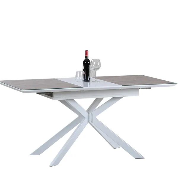 JUSTHOME Home Restaurant Modern white high gloss extendable wooden dinner room kitchen furniture dining table