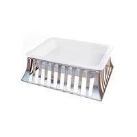 Présentoirs multifonctionnels de nourriture de salade de rehausseurs de buffet d'acier inoxydable de restaurant avec les bols en céramique pour la restauration