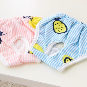Culotte menstruelle pour chienne, rose et bleue, imprimé ananas, petite taille, anti-harcelement, couches de protection standard - Product Image 1
