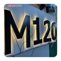 Lettres en métal 3D personnalisées pour l'extérieur, rétroéclairées par LED, logo de magasin avec logo lumineux en face pour la publicité commerciale