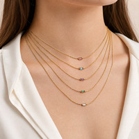 Collier en acier inoxydable plaqué or 18 carats avec pendentif zircon, mini-colliers tendance pour femmes, bijoux minimalistes en gros