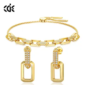 CDE YB0749+YE1758 Fine 925 Sterling Silver Jewelry Set Wholesale Zircon 18K Gold Plated Chain Jewelry Set