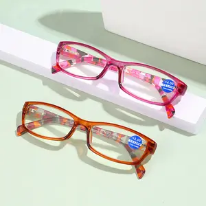 Boyarn 안티 블루 라이트 독서 안경 꽃 인쇄 여성 남성 컴퓨터 보호 패션 안경 + 1.0 1.5 2.5 3.0 3.5 안경