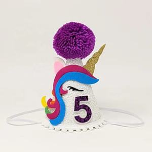 Chapeau de fête noir à paillettes pour bébé fille, 2e anniversaire, avec pompon rouge, accessoires pour la Saint-Valentin et la remise des diplômes - Product Image 3