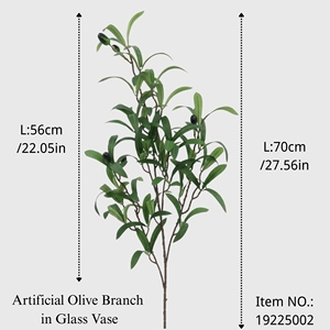 Bán buôn cây nhân tạo để trang trí trong nhà cành ô liu nhân tạo trong bình thủy tinh trang trí cây nhân tạo - Product Image 2