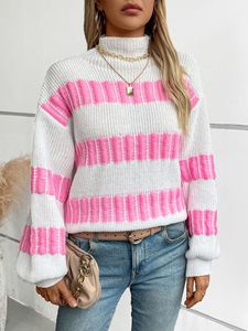 Suéter Feminino Casual de Inverno com Gola Dobrável, Manga Regular, Estampa Puff de Logotipo Personalizado, Caimento Solto, 100% Poliéster Respirável - Product Image 4