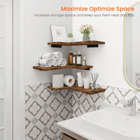Ensemble d'étagères flottantes en bois en forme de L, 3 pièces, étagères murales et présentoirs pour rangement d'angle pour salle de bain cuisine chambre cuisine
