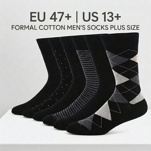 Calzini Classici a Righe da Uomo, <span class=keywords><strong>Taglie</strong></span> Grandi, in Misto Cotone Pettinato, per Ufficio e Business Casual, Opzione Logo Personalizzato - Product Image 1