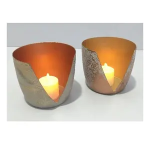 Gold Copper Metal Glass Votive for Candle Holder Tealight Tabletop Home Wedding Gift Decoration