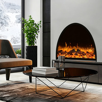 Cheminée électrique de style artistique haut de gamme, flamme multicolore réglable, contrôle WiFi Bluetooth pour la décoration intérieure de villas et d'hôtels