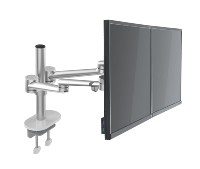 2 supports pour moniteur support de bureau ressort à gaz double support métallique noir blanc bras de moniteur argenté