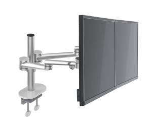 2モニターマウントデスクスタンドホルダーガススプリングダブルメタルブラケットブラックホワイトスライバーモニターアーム - Product Image 5