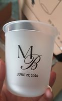 Impression de logo personnalisé, gobelet en plastique givré jetable en forme de U de 12 oz et 16 oz avec fond rond pour mariage