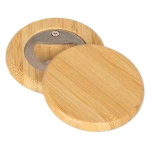 Round Bamboo Bottle Opener Portable <b>Beer</b> Opener With Metal Cap Remover For Outdoor Use - Product Image 5